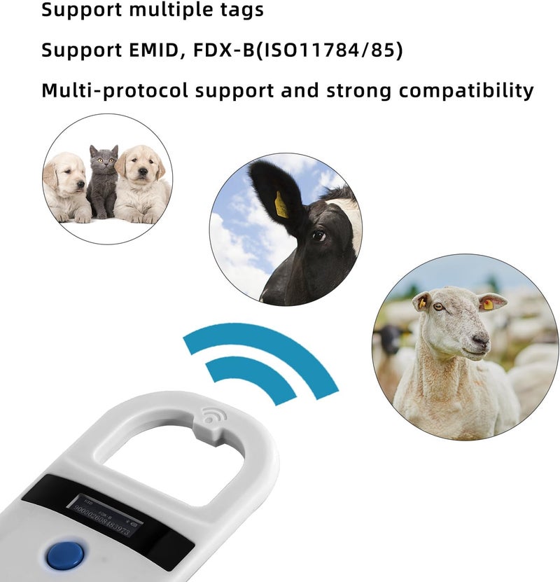 NetumScan Pet Microchip Reader, 256 Data Storage Pet Chip ID Tag Scanner Rechargeable Handheld Animal Scanner with OLED Display for ISO 11784/11785,FDX-B and ID64 RFID EMID - Image 2